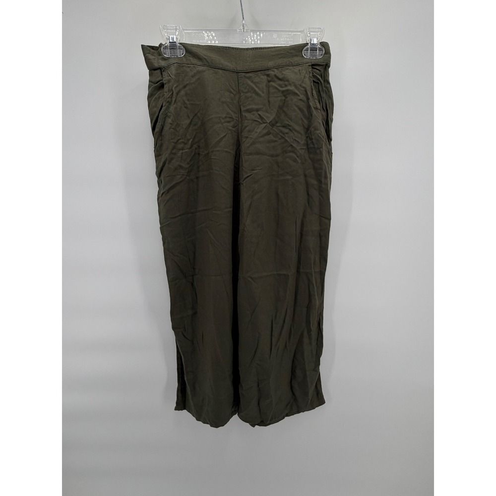 Arizona Jean Co Olive Green Wide Leg Pants M Medium Rayon Boho Crop Flowy